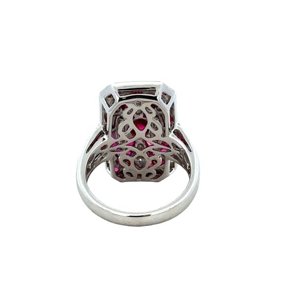 14k White Gold Art Deco-Inspired Ruby & Diamond Ring – Size 6.5 Image 3 Perry's Diamonds & Estate Jewelry Charlotte, NC