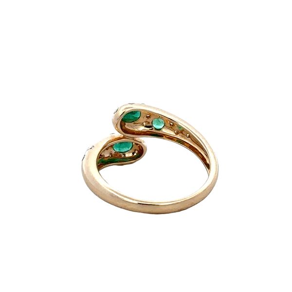 14k Yellow Gold Emerald & Diamond Bypass Ring – Size 6.5 Image 3 Perry's Diamonds & Estate Jewelry Charlotte, NC