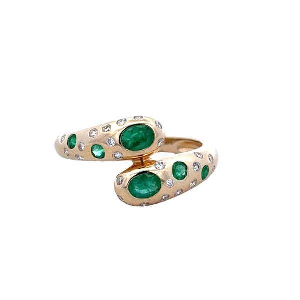 14k Yellow Gold Emerald & Diamond Bypass Ring – Size 6.5 Perry's Diamonds & Estate Jewelry Charlotte, NC