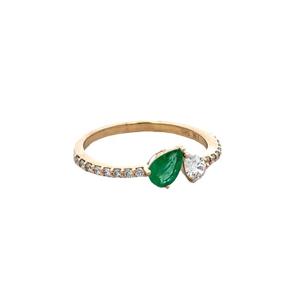 14k Yellow Gold Emerald & Diamond Toi et Moi Ring – Size 6.25 Image 2 Perry's Diamonds & Estate Jewelry Charlotte, NC