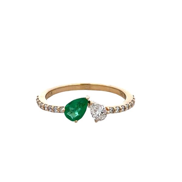 14k Yellow Gold Emerald & Diamond Toi et Moi Ring – Size 6.25 Perry's Diamonds & Estate Jewelry Charlotte, NC