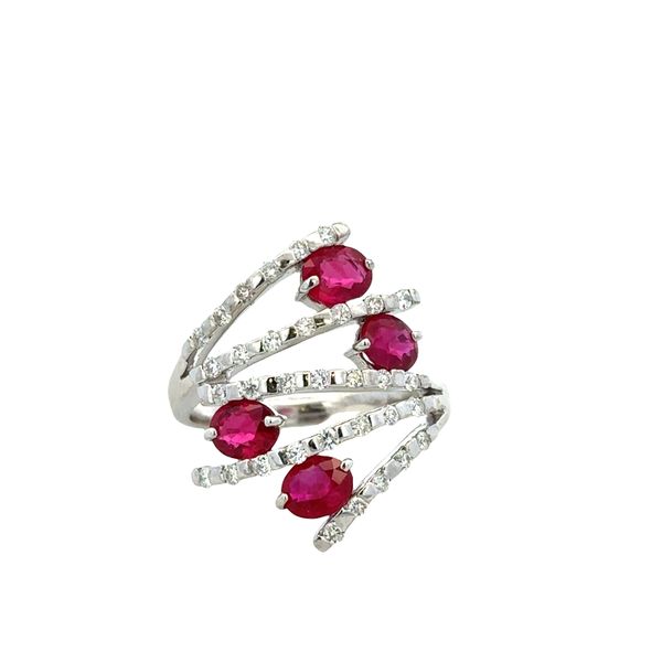18k White Gold Ruby & Diamond Openwork Ring – Size 6 Perry's Diamonds & Estate Jewelry Charlotte, NC