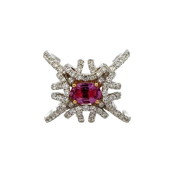 18k White Gold Pink Sapphire & Diamond Openwork Ring – Size 6.5 Perry's Diamonds & Estate Jewelry Charlotte, NC