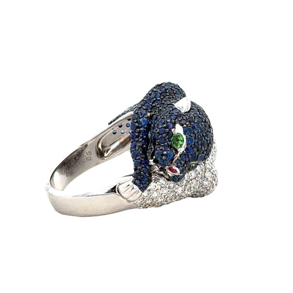 14k White Gold Diamond, Sapphire & Tsavorite Double Panther Bypass Ring – Size 7 Image 2 Perry's Diamonds & Estate Jewelry Charlotte, NC