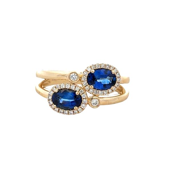 14k Yellow Gold Blue Sapphire & Diamond Bypass Ring Perry's Diamonds & Estate Jewelry Charlotte, NC