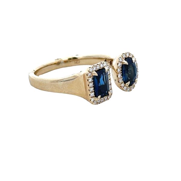 14k Yellow Gold Multi-Shape Blue Sapphire & Diamond Bypass Ring – Size 6.75 Image 2 Perry's Diamonds & Estate Jewelry Charlotte, NC