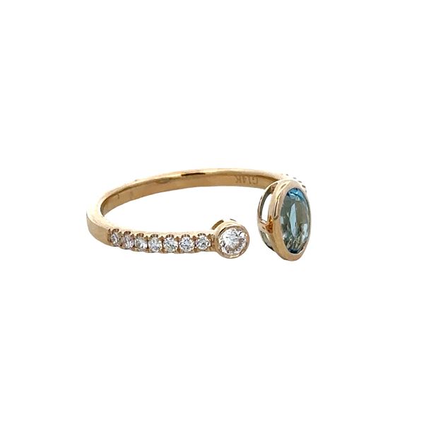 14k Yellow Gold Aquamarine & Diamond Bypass Ring – Size 6.75 Image 2 Perry's Diamonds & Estate Jewelry Charlotte, NC