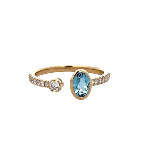 14k Yellow Gold Aquamarine & Diamond Bypass Ring – Size 6.75 Perry's Diamonds & Estate Jewelry Charlotte, NC