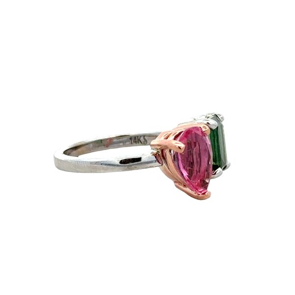 14k White & Rose Gold Pink & Green Tourmaline Ring – Size 7 Image 2 Perry's Diamonds & Estate Jewelry Charlotte, NC