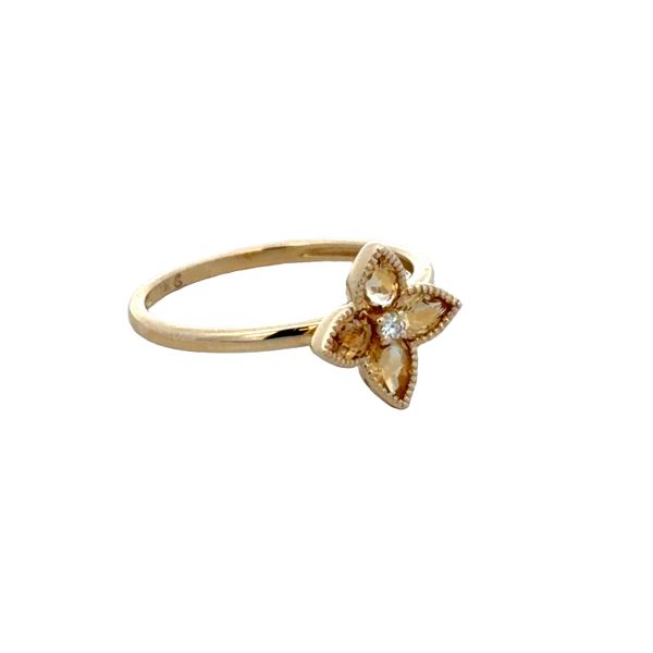 14k Yellow Gold Citrine & Diamond Quatrefoil Ring – Size 7 Image 2 Perry's Diamonds & Estate Jewelry Charlotte, NC