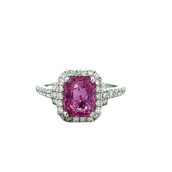 14k White Gold Pink Sapphire & Diamond Halo Ring – Size 5.25 Perry's Diamonds & Estate Jewelry Charlotte, NC