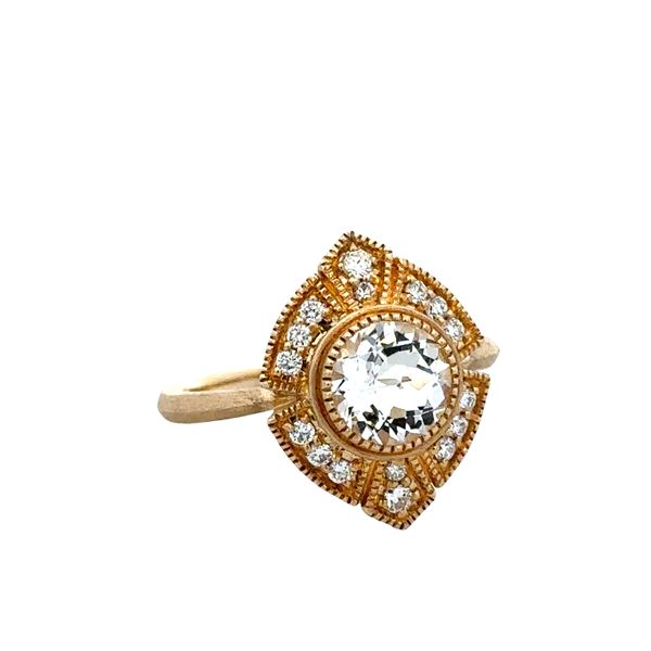 14k Yellow Gold White Topaz & Diamond Shield Ring – Size 6.75 Image 2 Perry's Diamonds & Estate Jewelry Charlotte, NC