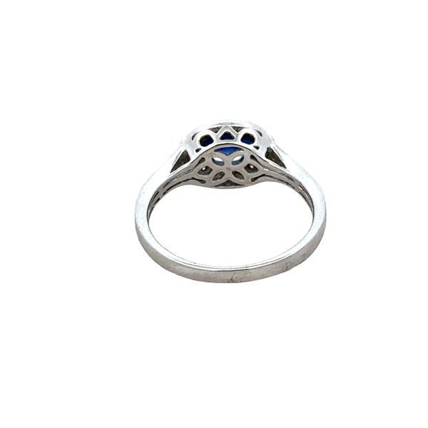 14k White Gold East-West Sapphire & Diamond Halo Ring – Size 7 Image 3 Perry's Diamonds & Estate Jewelry Charlotte, NC
