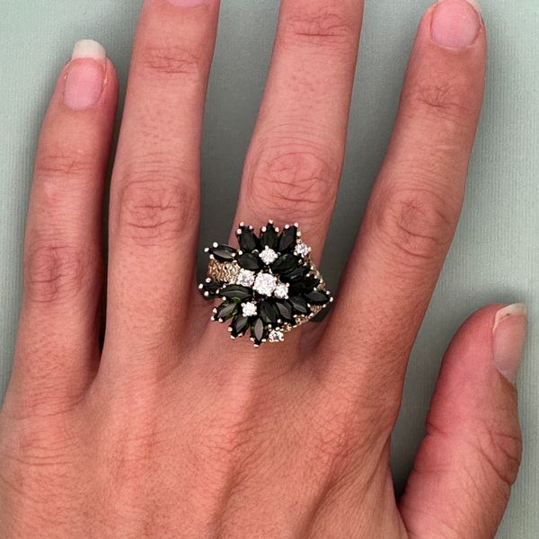 14k Yellow Gold Green Tourmaline & Diamond Statement Cocktail Ring – Size 7.5 Image 4 Perry's Diamonds & Estate Jewelry Charlotte, NC