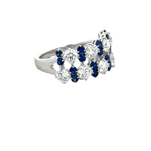 18k White Gold 2.65 CTW Sapphire & Diamond Double-Row Openwork Band Image 2 Perry's Diamonds & Estate Jewelry Charlotte, NC
