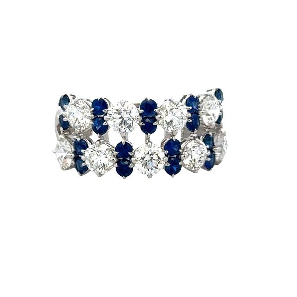18k White Gold 2.65 CTW Sapphire & Diamond Double-Row Openwork Band Perry's Diamonds & Estate Jewelry Charlotte, NC