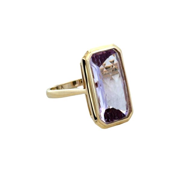 18k Yellow Gold 7.10 CT Cushion Cut Amethyst Bezel Ring – Size 6.75 Image 2 Perry's Diamonds & Estate Jewelry Charlotte, NC