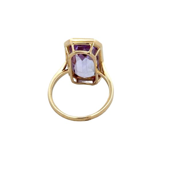 18k Yellow Gold 7.10 CT Cushion Cut Amethyst Bezel Ring – Size 6.75 Image 3 Perry's Diamonds & Estate Jewelry Charlotte, NC