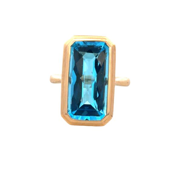 14k Yellow Gold 9.24 CT Bezel-Set Blue Topaz Ring – Size 6.5 Perry's Diamonds & Estate Jewelry Charlotte, NC