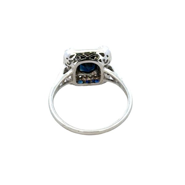 18k White Gold Art Deco-Inspired Blue Sapphire & Diamond Ring – Size 6.75 Image 3 Perry's Diamonds & Estate Jewelry Charlotte, NC
