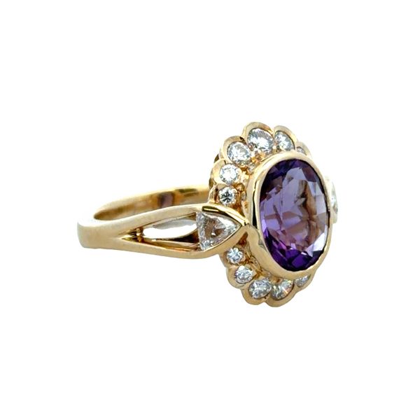 18k Yellow Gold Amethyst & Diamond Halo Ring – Size 6.5 Image 2 Perry's Diamonds & Estate Jewelry Charlotte, NC