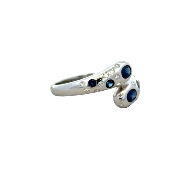 14k White Gold Blue Sapphire & Diamond Bypass Ring – Size 6.5 Image 2 Perry's Diamonds & Estate Jewelry Charlotte, NC