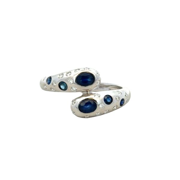 14k White Gold Blue Sapphire & Diamond Bypass Ring – Size 6.5 Perry's Diamonds & Estate Jewelry Charlotte, NC
