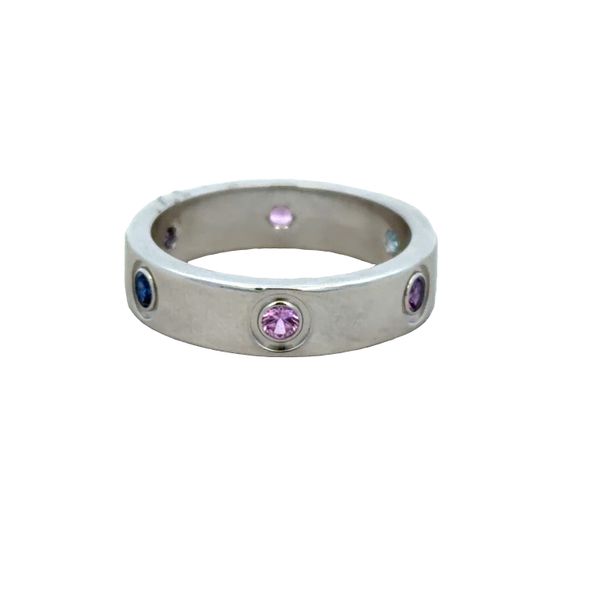 Estate Cartier 18k White Gold Rainbow Gem Love Ring – Size 8.75 Image 2 Perry's Diamonds & Estate Jewelry Charlotte, NC