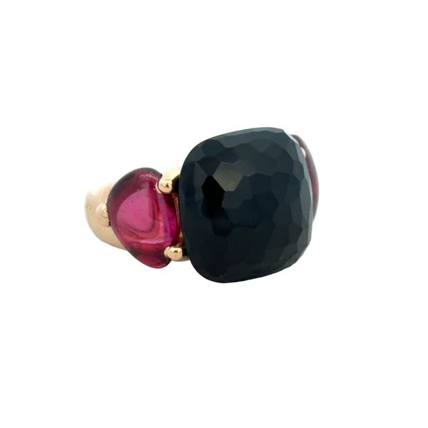18k Yellow Gold 12.77 CT Onyx & Pink Tourmaline Statement Ring – Size 5.75 Image 2 Perry's Diamonds & Estate Jewelry Charlotte, NC