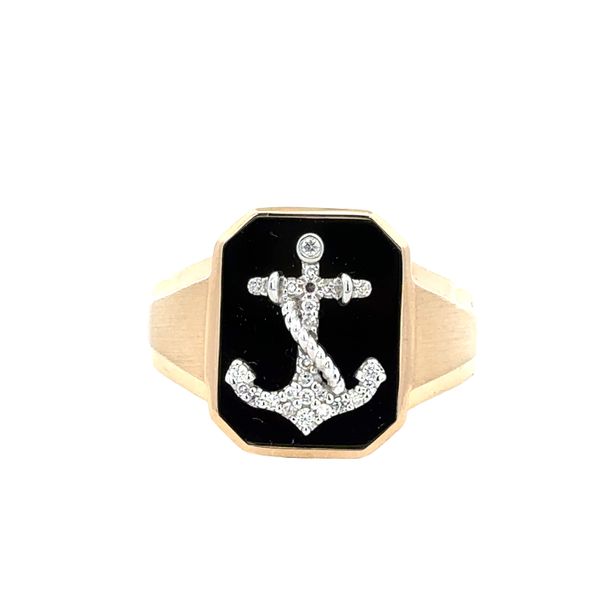 14k Yellow Gold Black Onyx and Diamond Anchor Ring – Size 10.75 Perry's Diamonds & Estate Jewelry Charlotte, NC
