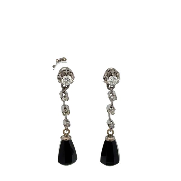 Black Onyx and Diamond Drop Earrings in Platinum Perry's Diamonds & Estate Jewelry Charlotte, NC