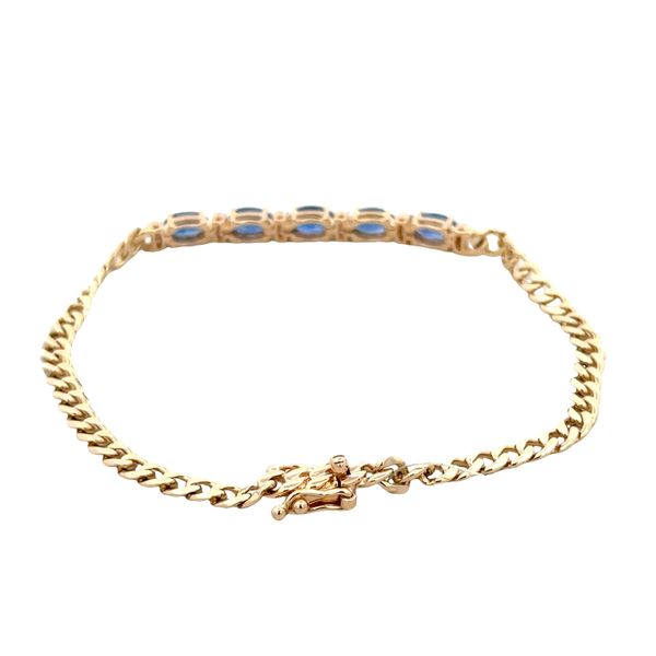 14k Yellow Gold Sapphire & Diamond Curb Chain Bracelet – 7 Inches Image 2 Perry's Diamonds & Estate Jewelry Charlotte, NC