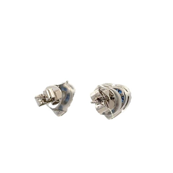 18k White Gold Heart-Shaped Sapphire & Diamond Stud Earrings Image 2 Perry's Diamonds & Estate Jewelry Charlotte, NC