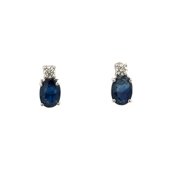 Sapphire and Diamond Stud Earrings in White Gold Perry's Diamonds & Estate Jewelry Charlotte, NC