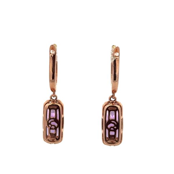 14k Rose Gold Amethyst & Diamond Drop Earrings – 1 1/8