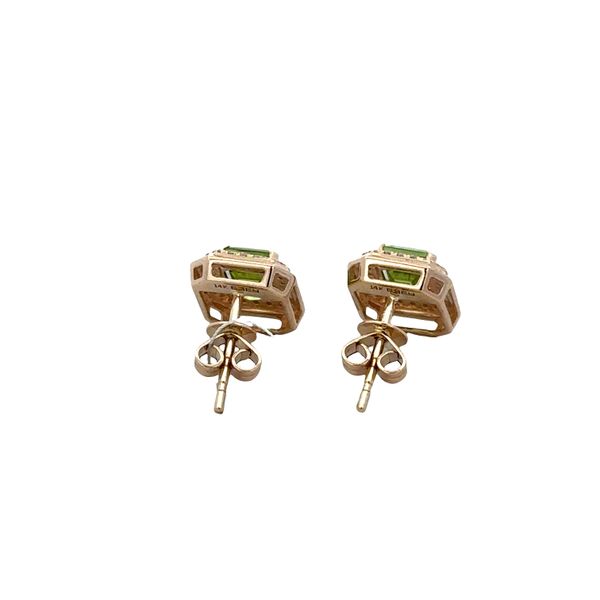 14k Yellow Gold Peridot & Diamond Halo Stud Earrings – 11.2mm x 9.3mm Image 2 Perry's Diamonds & Estate Jewelry Charlotte, NC