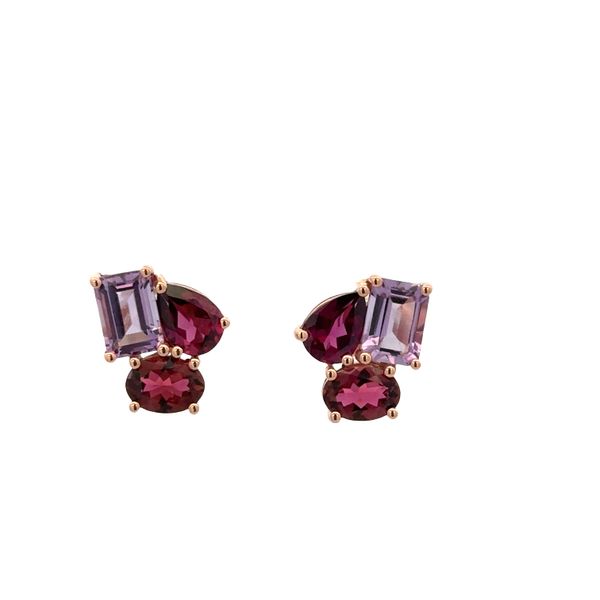 14k Rose Gold Abstract Multi-Gemstone Earrings Perry's Diamonds & Estate Jewelry Charlotte, NC
