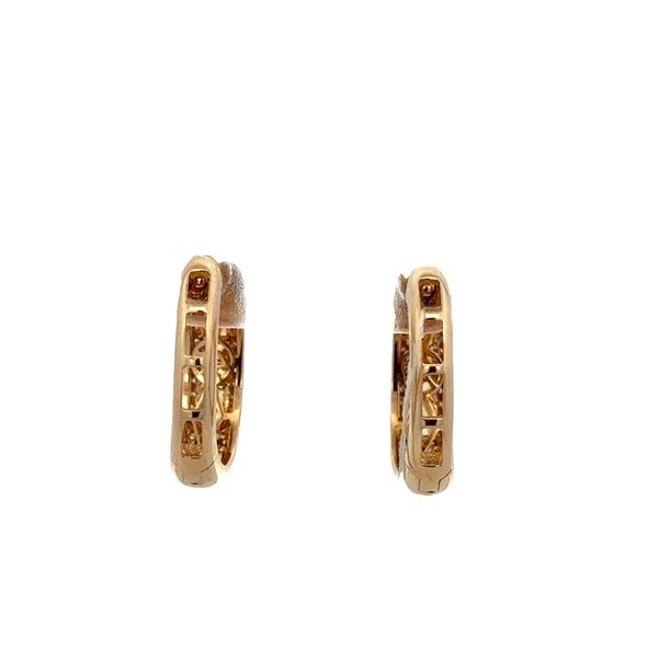 14k Yellow Gold Multi-Color Sapphire & Diamond Hoop Earrings Image 3 Perry's Diamonds & Estate Jewelry Charlotte, NC