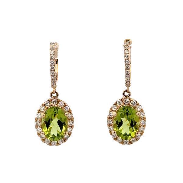 Peridot and Diamond Drop Earrings in Yellow Gold Perry's Diamonds & Estate Jewelry Charlotte, NC