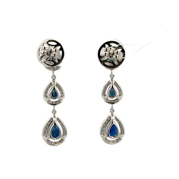 14k White Gold Sapphire & Diamond Cascading Drop Earrings – 1 1/8