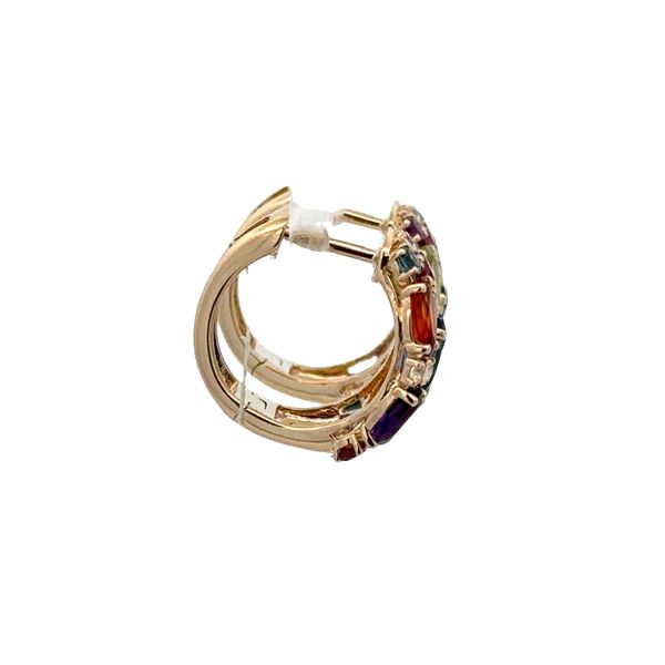 14k Yellow Gold Multicolored Gemstone Hoop Earrings – 1/2