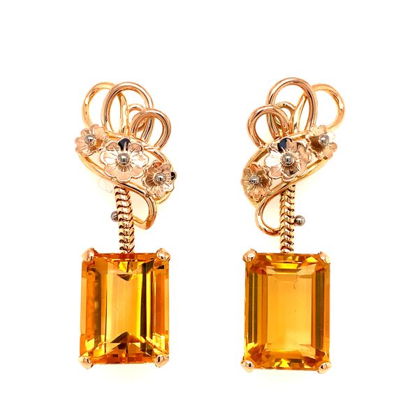Emerald Cut Citrine Earrings in 18K Perry's Diamonds & Estate Jewelry Charlotte, NC