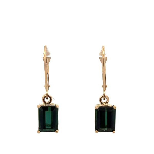 14k Yellow Gold Green Tourmaline Drop Earrings – 1