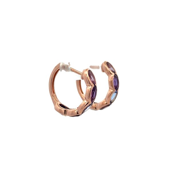 14k Rose Gold Multi-Gemstone Hoop Earrings – 5/8