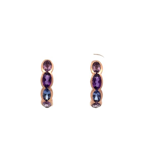 14k Rose Gold Multi-Gemstone Hoop Earrings – 5/8