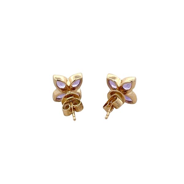 14k Yellow Gold Amethyst & Diamond Floral Stud Earrings – 7.8mm Image 2 Perry's Diamonds & Estate Jewelry Charlotte, NC