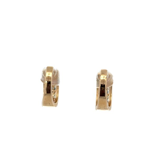 14k Yellow Gold Multicolor Sapphire & Diamond Petite Hoop Earrings Image 3 Perry's Diamonds & Estate Jewelry Charlotte, NC