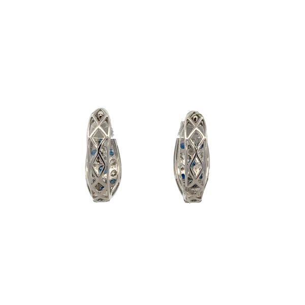14k White Gold Sapphire & Diamond Pavé Hoop Earrings – 5/8