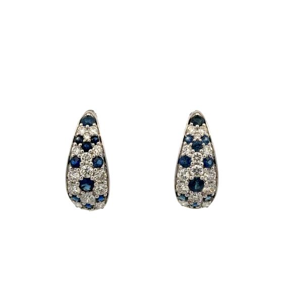 14k White Gold Sapphire & Diamond Pavé Hoop Earrings – 5/8