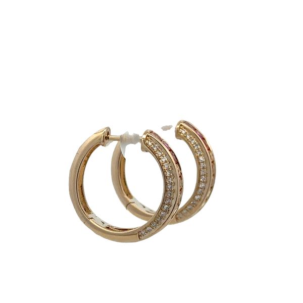 14k Yellow Gold Multicolor Sapphire & Diamond Hoop Earrings – 3/4